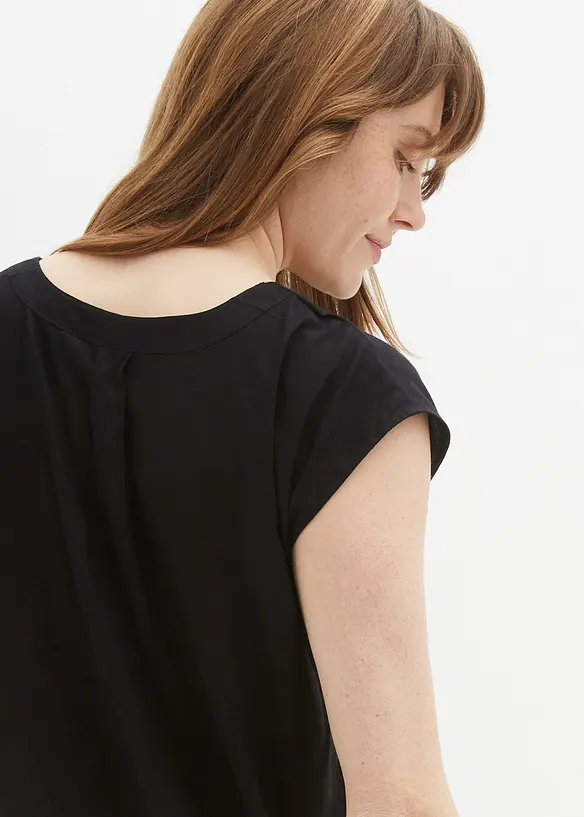 Kortärmad blus med V-ringning, bonprix