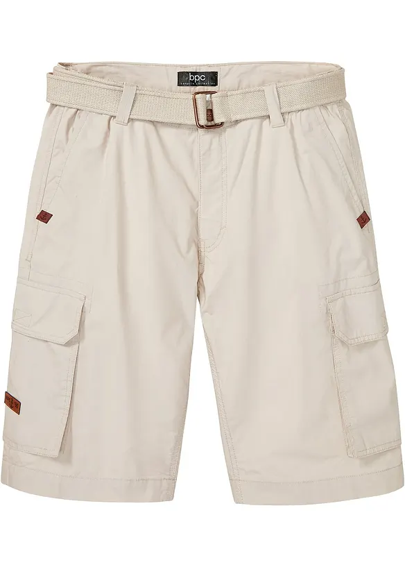 Cargoshorts med resårmidja och skärp, Regular Fit, bonprix