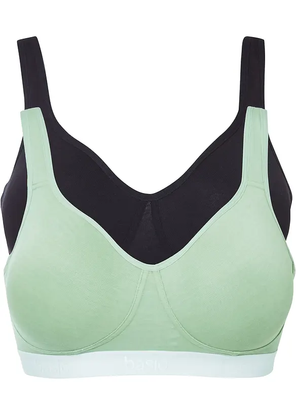 BH utan bygel med ekologisk bomull (2-pack), bonprix