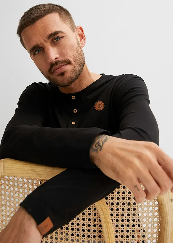 L&aring;ng&auml;rmad T-shirt i farfarsmodell (2-pack) i ekologisk bomull, bonprix