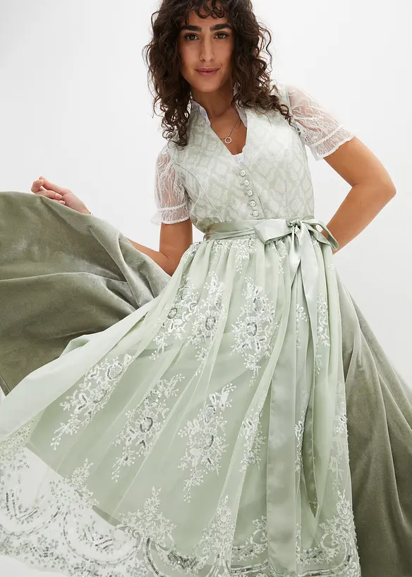 Dirndl med jacquard och broderi (2 delar), bonprix