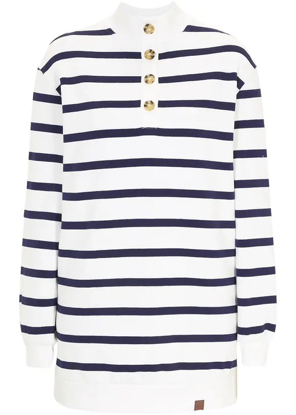 Lång sweatshirt med krage och dragkedja, bonprix