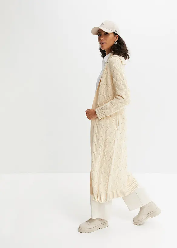 L&aring;ng cardigan med fl&auml;tstickning, bonprix