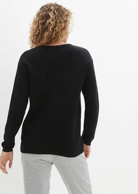 Milanostickad tröja med rund halsringning, bonprix