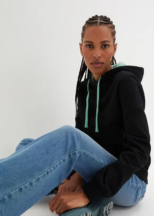 Sweatshirt med luva i ren ekologisk bomull, bonprix