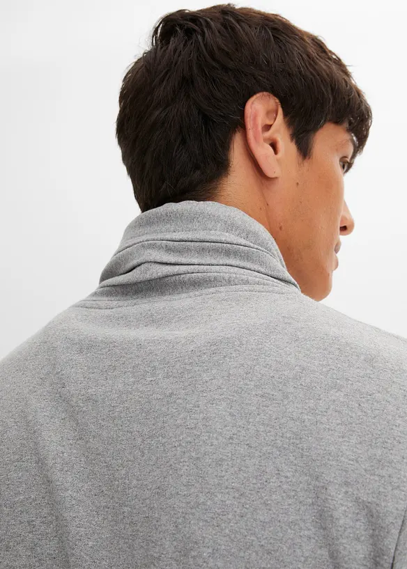 Sweatshirt med sjalkrage och detaljer av skinnimitation, bonprix