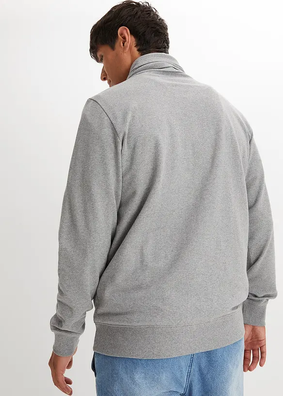 Sweatshirt med sjalkrage och detaljer av skinnimitation, bonprix