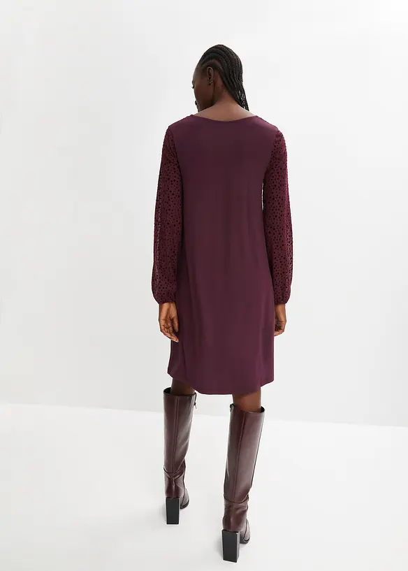Jerseyklänning med meshinfällning, BODYFLIRT