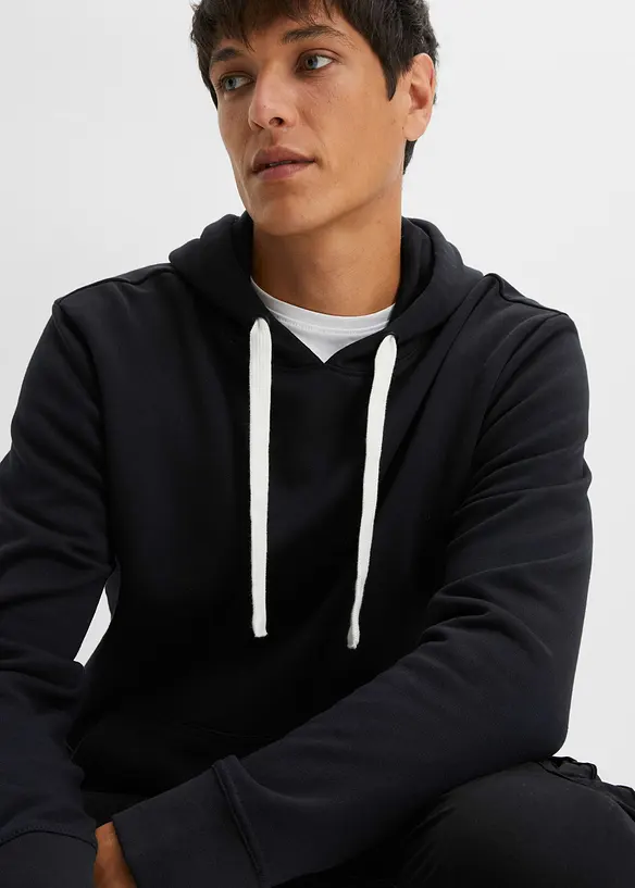 Sweatshirt med huva i ren bomull, bonprix