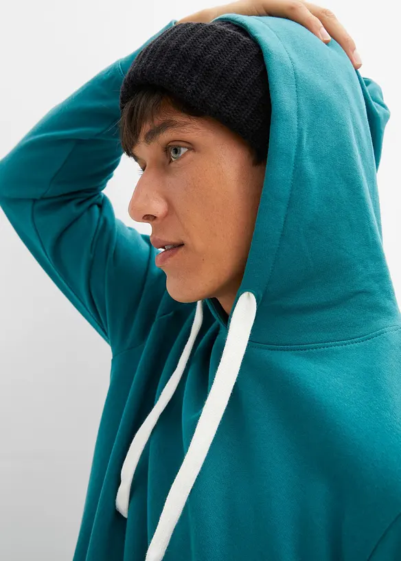 Sweatshirt med huva i ren bomull, bonprix