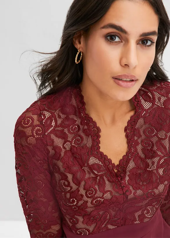 Chiffongkl&auml;nning med spets, bonprix