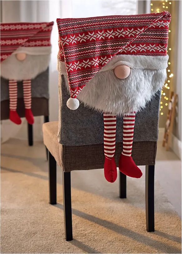 Stolsöverdrag med tomtenisse (2-pack), bonprix