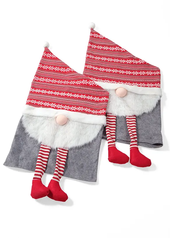 Stolsöverdrag med tomtenisse (2-pack), bonprix