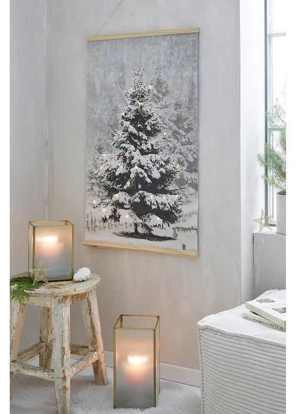 LED-linneväv med julgransdesign, bonprix
