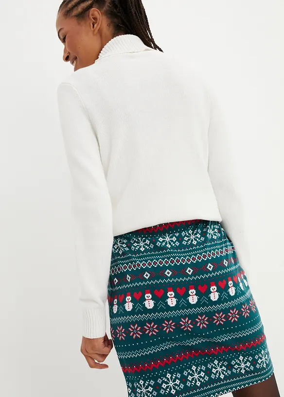 Lusemönstrad minikjol i elastisk bomullsmix, bonprix