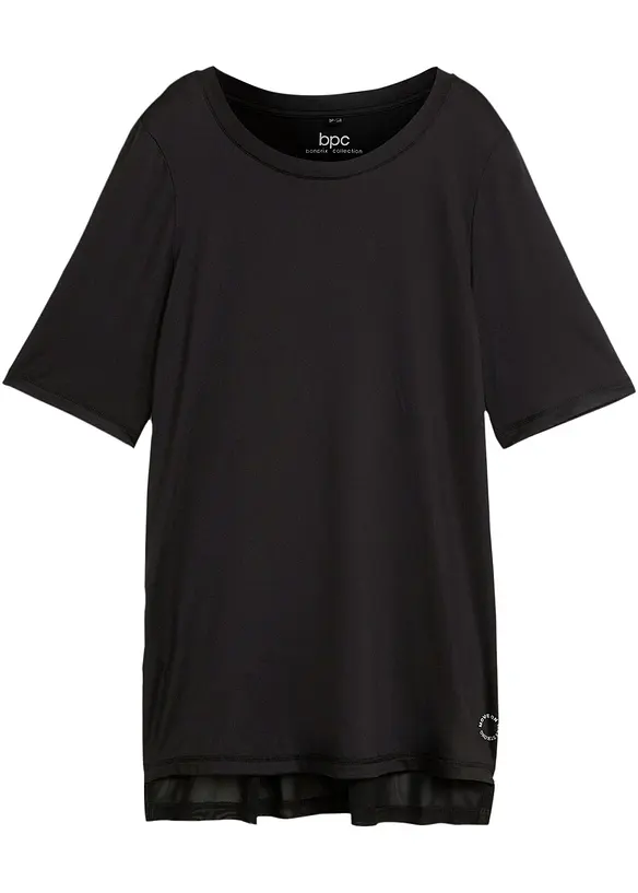 Snabbtorkande sportig lång t-shirt med mesh, bonprix