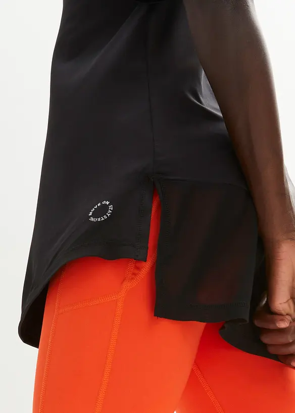 Snabbtorkande sportig lång t-shirt med mesh, bonprix