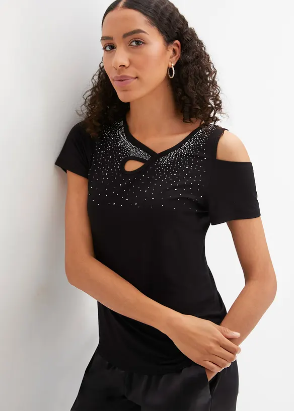 Topp med strassapplikation och cut-outs, BODYFLIRT