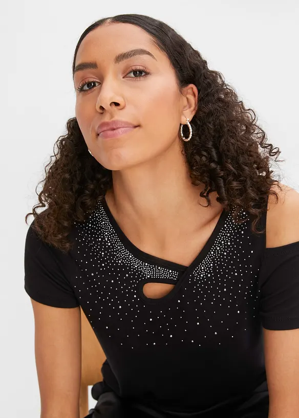 Topp med strassapplikation och cut-outs, BODYFLIRT