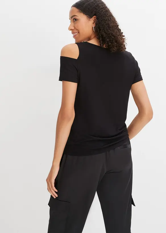 Topp med strassapplikation och cut-outs, BODYFLIRT