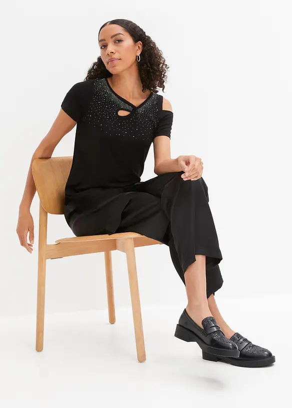 Topp med strassapplikation och cut-outs, BODYFLIRT
