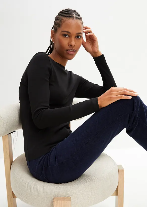 L&aring;ng&auml;rmad topp i ekologisk bomull, bonprix