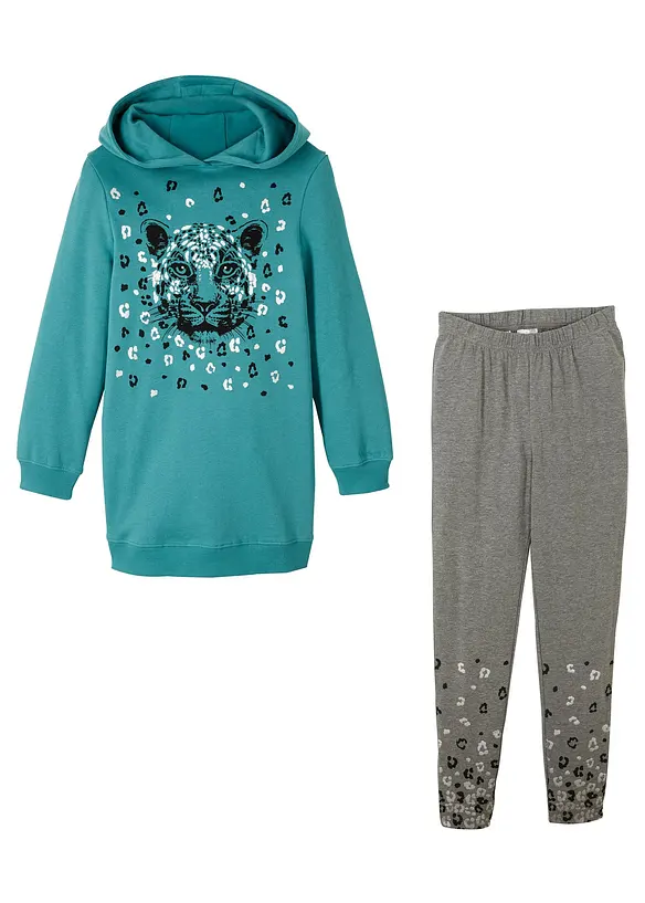 Sweatshirt och leggings av ekologisk bomull (2-pack), bonprix