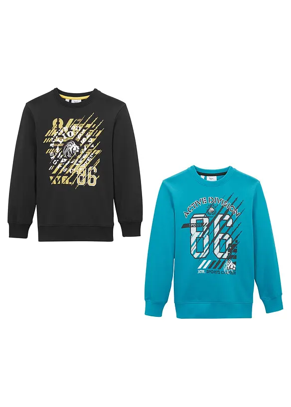 Sweatshirt för barn (2-pack) i ekologisk bomull, bonprix