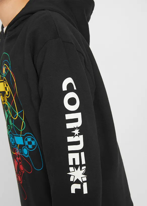Sweatshirt med huva i ekologisk bomull för barn, bonprix