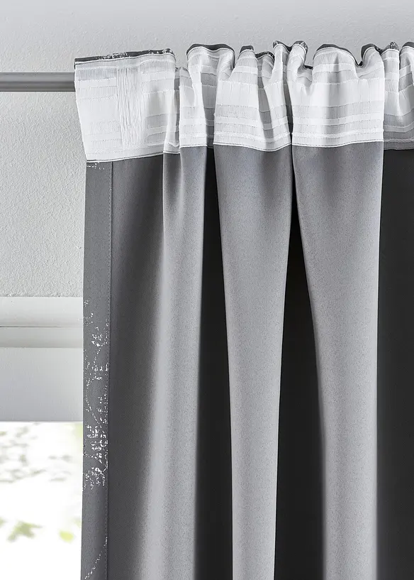 Mörkläggande gardinlängd med glansigt mönster (1-pack), bonprix