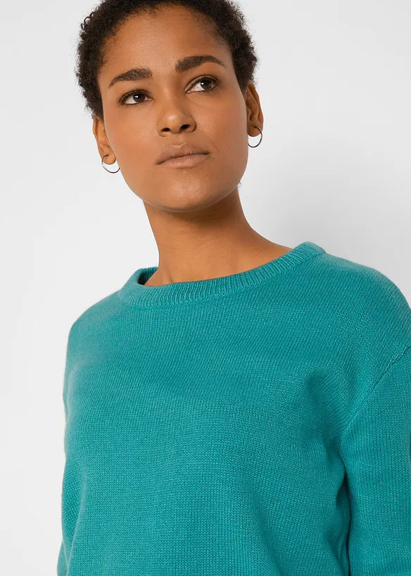 Stickad tröja med rund halsringning, bonprix