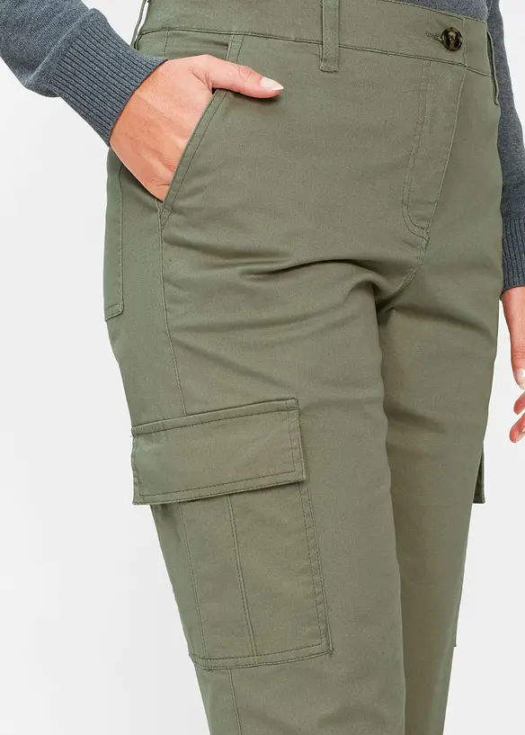Cargobyxa i stretchig bomullsmix, bonprix