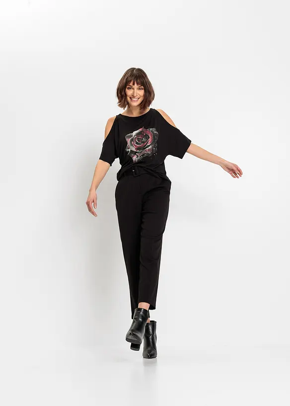 Cold shoulder-topp av viskos, bonprix