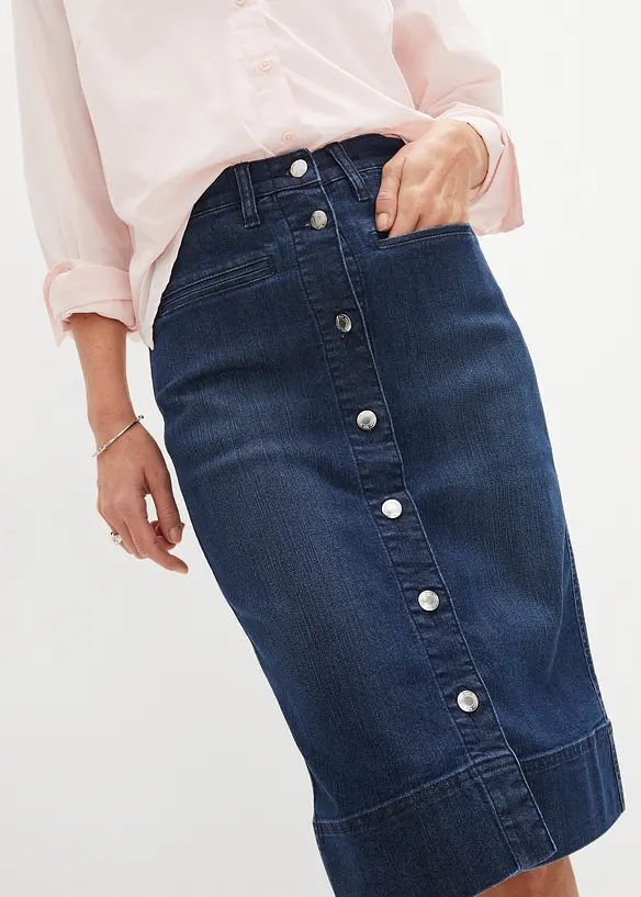 Jeanskjol med prydnadsknappar, bonprix