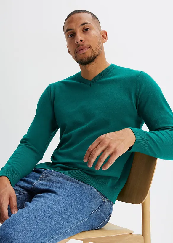 Finstickad tr&ouml;ja av mjuk bomullsmix, bonprix