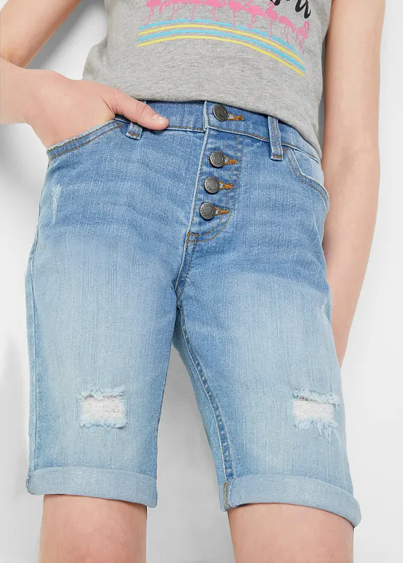 Stretchiga jeansshorts med medelhög midja för barn, bonprix