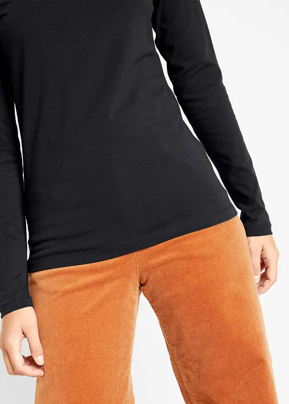 Långärmad polotröja i bomullsblandning (2-pack), bonprix