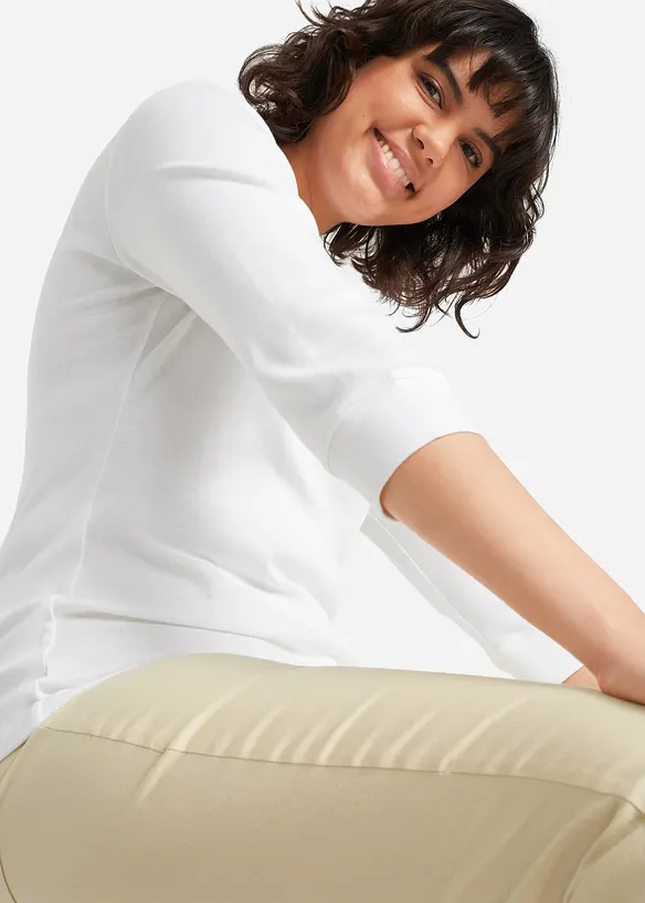 Långärmad topp i ren ekologisk bomull, bonprix
