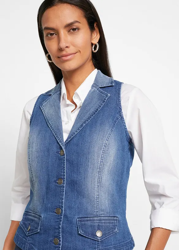 Stretchig jeansväst, bonprix