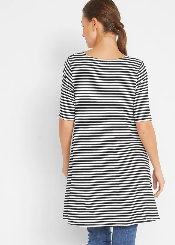 Lång trikåtunika med halvlång ärm, bonprix