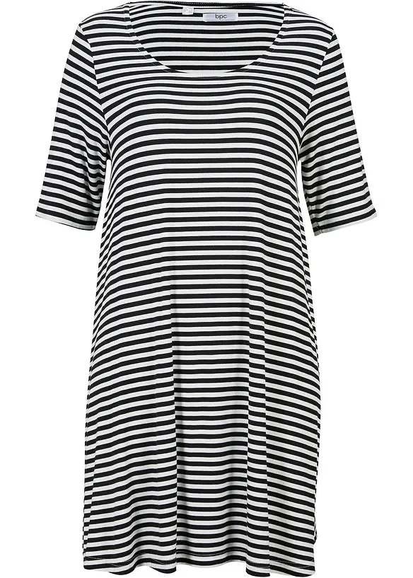 Lång trikåtunika med halvlång ärm, bonprix