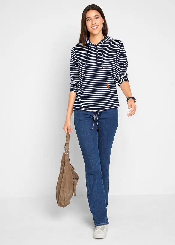 Stretchjeans med medelhög midja, ekologisk bomull, bootcut, bonprix