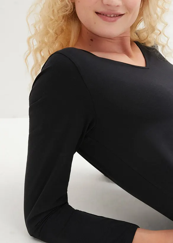 Figurnära långärmad topp (2-pack), bonprix