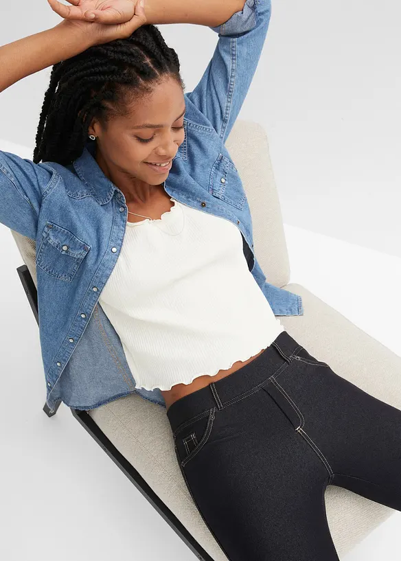 Leggings med jeanslook i bomullsmix, bonprix