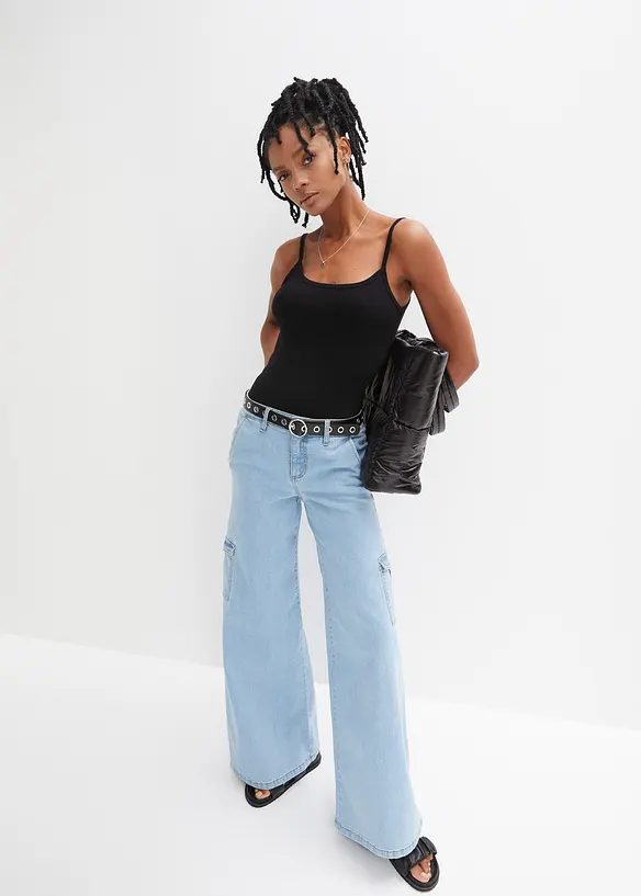 Linne av ren bomull och med smala axelband (2-pack), bonprix