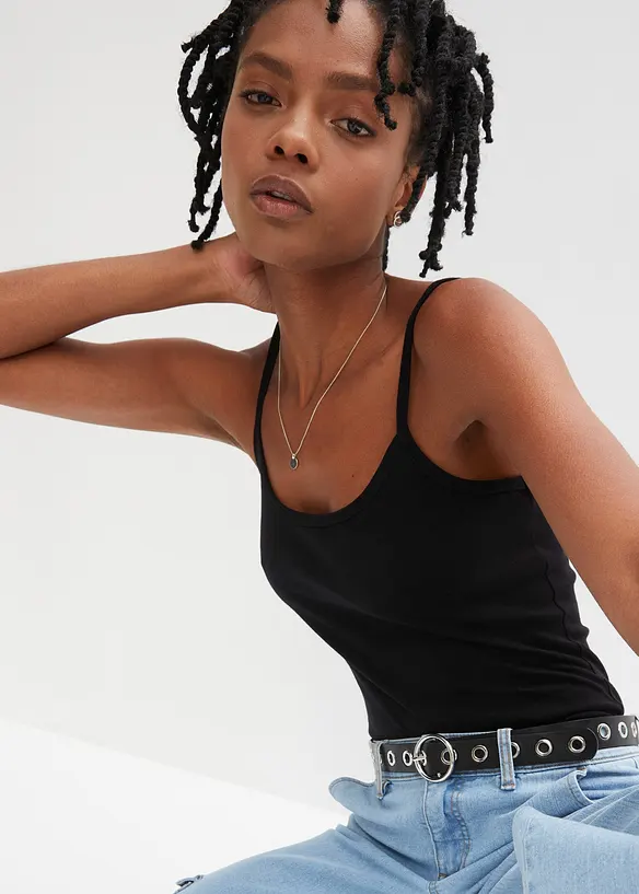 Linne av ren bomull och med smala axelband (2-pack), bonprix