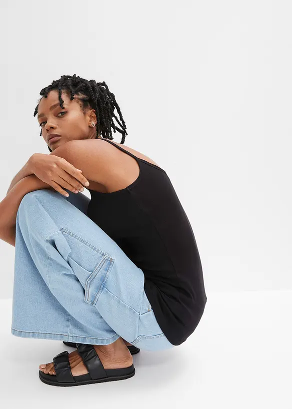 Linne av ren bomull och med smala axelband (2-pack), bonprix