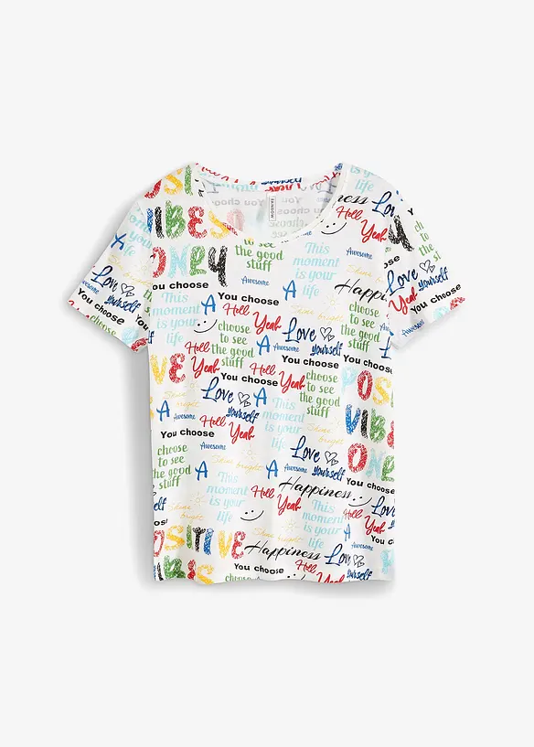Mönstrad T-shirt i mjuk viskosmix, bonprix