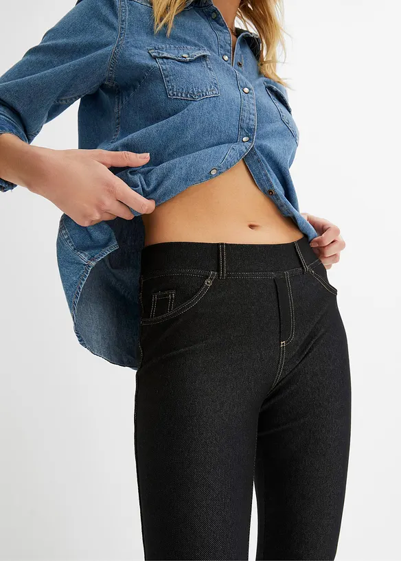 Leggings med jeanslook och dragkedja, bonprix