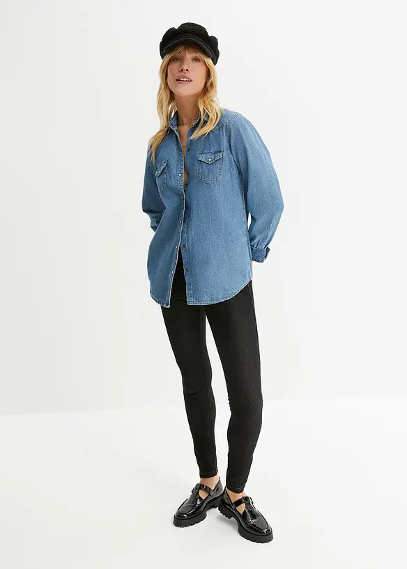 Leggings med jeanslook och dragkedja, bonprix
